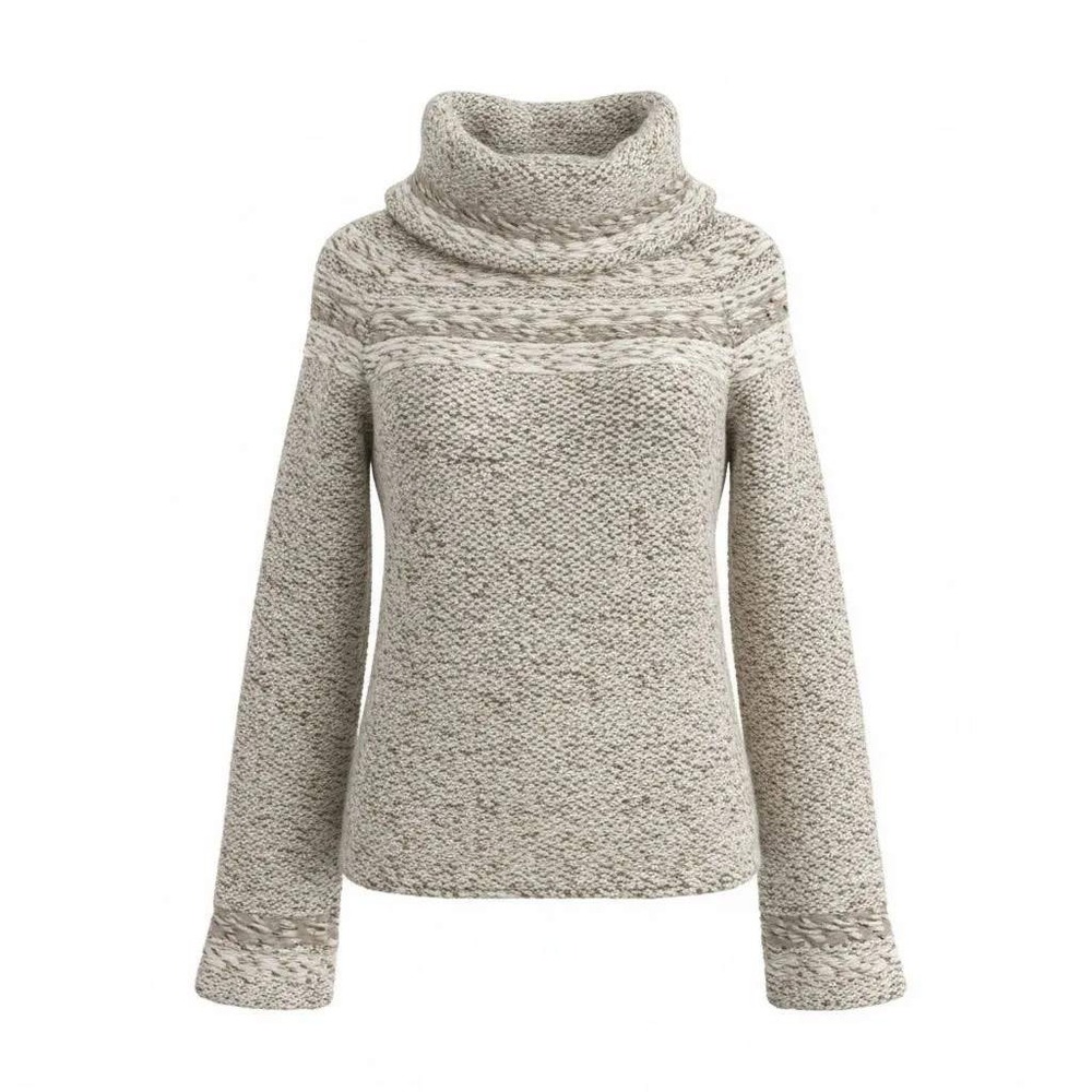 GAP Cowl Sweater Vintage Women Large Beige Wool Angora Blend Fair Isle Y2K Cabin